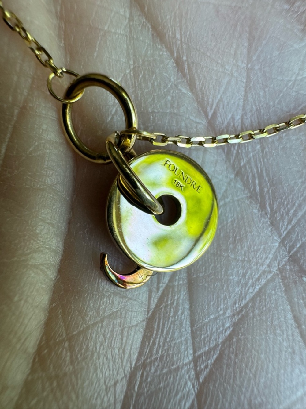 Foundrae Blue Crescent - Karma Disc Necklace - Picture 3 of 13